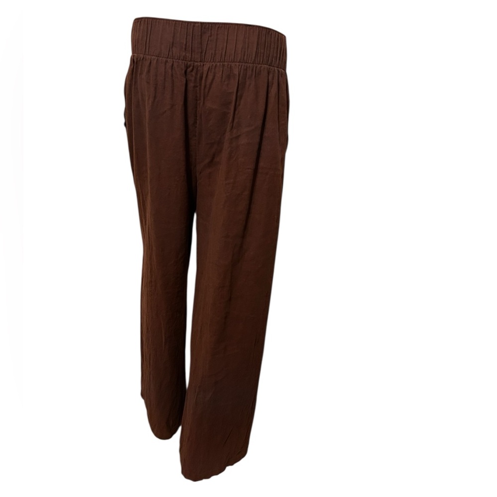 Abercrombie & Fitch Women Linen Blend Ultra Wide Leg Pull On Pant Brown Boho SzM - Picture 3 of 11